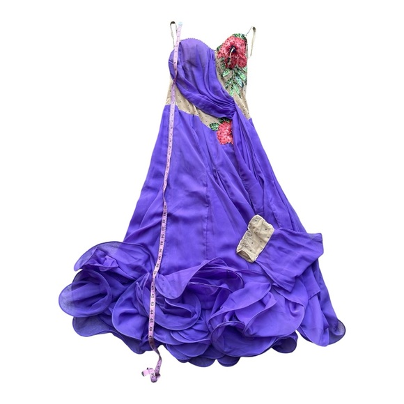 Purple Ballroom Dancing Dress Costume Sweetheart Neckline Cut Out Twirling Sz M - Picture 5 of 10